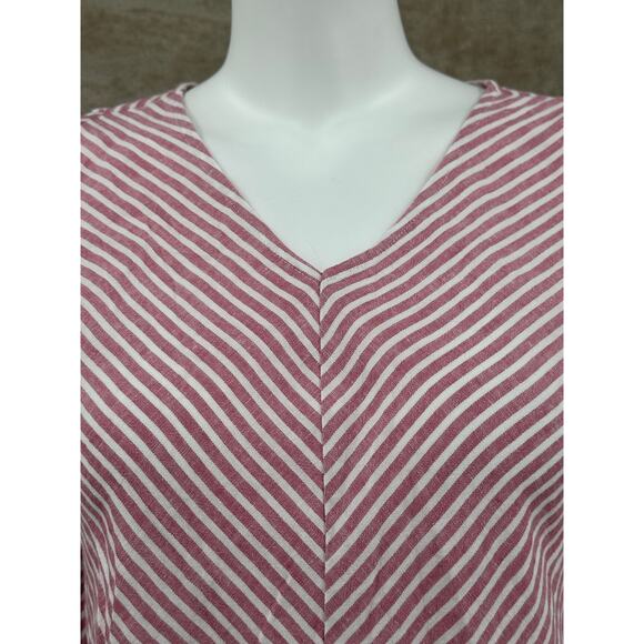 Soft Surroundings Top Women XS Red White Stripe Cold Shoulder Tunic Linen Beachy - Picture 2 of 9